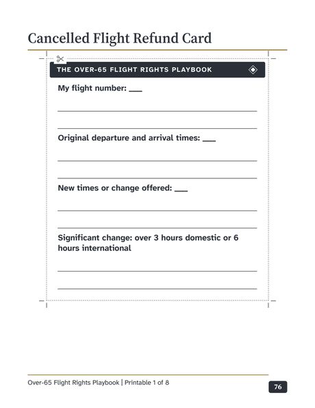 Page 76 of 90: Printable: Cancelled Flight Refund Card